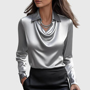 Silk blouse silver front view