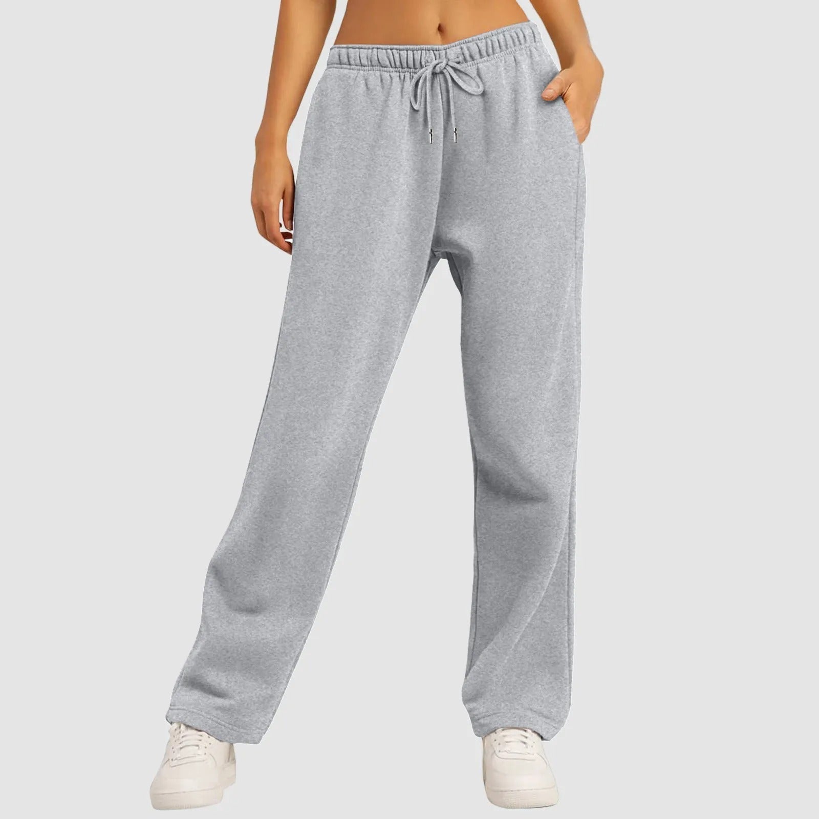 Trainingsbroek dames grijs met elastische taille vooraanzicht