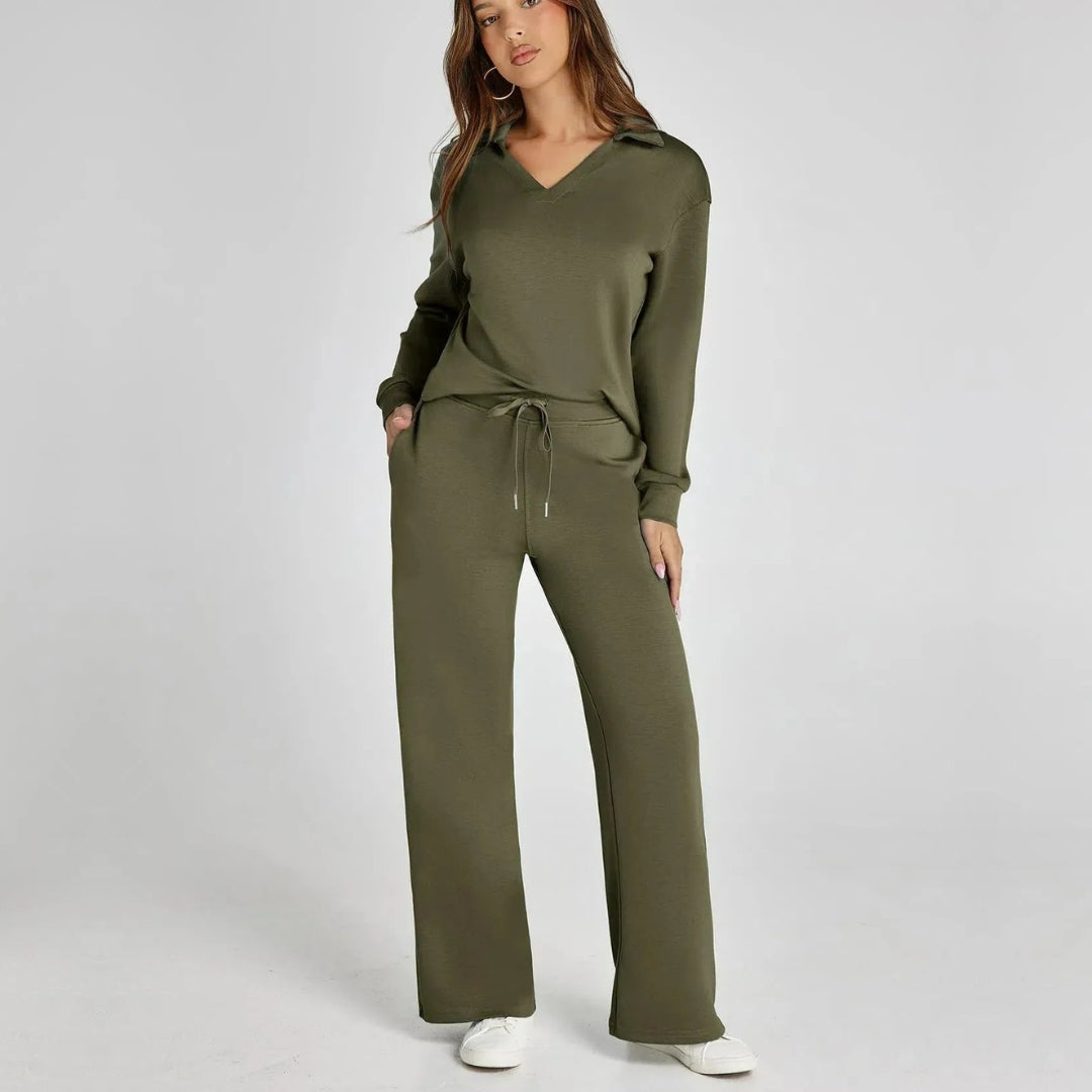 Olive green lounge set front view