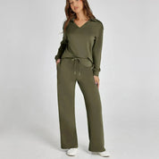 Olive green lounge set front view