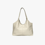 Cream textured shoulder tote front view