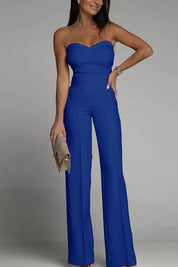 Blue strapless jumpsuit side view