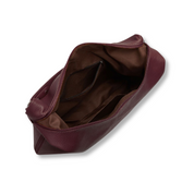 Leren schoudertas bordeaux open detail