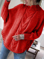 Trui rood gebreid mockneck losse pasvorm front view
