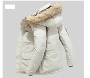 Cotton padded jacket with medium and long woolen collar