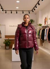 Glanzende Pufferjas / Verstelbare Capuchon / Moderne Vrouwen / Winter