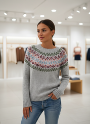 Verfijnde Gebreide Dames Trui met Klassiek Fair Isle Dessin