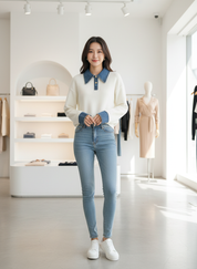 Comfortabele Trui met Ribdetails en Klassieke Pasvorm