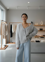 Luxe Oversized Mohair Blend Vest met Diepe V-hals