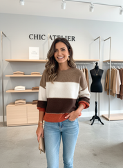 Comfortabele Gebreide Trui met Stijlvol Kleurblok Design voor Dames