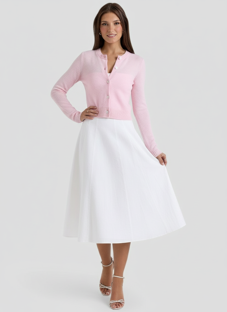 Chique Gebreide Cropped Cardigan in Tijdloos Roze