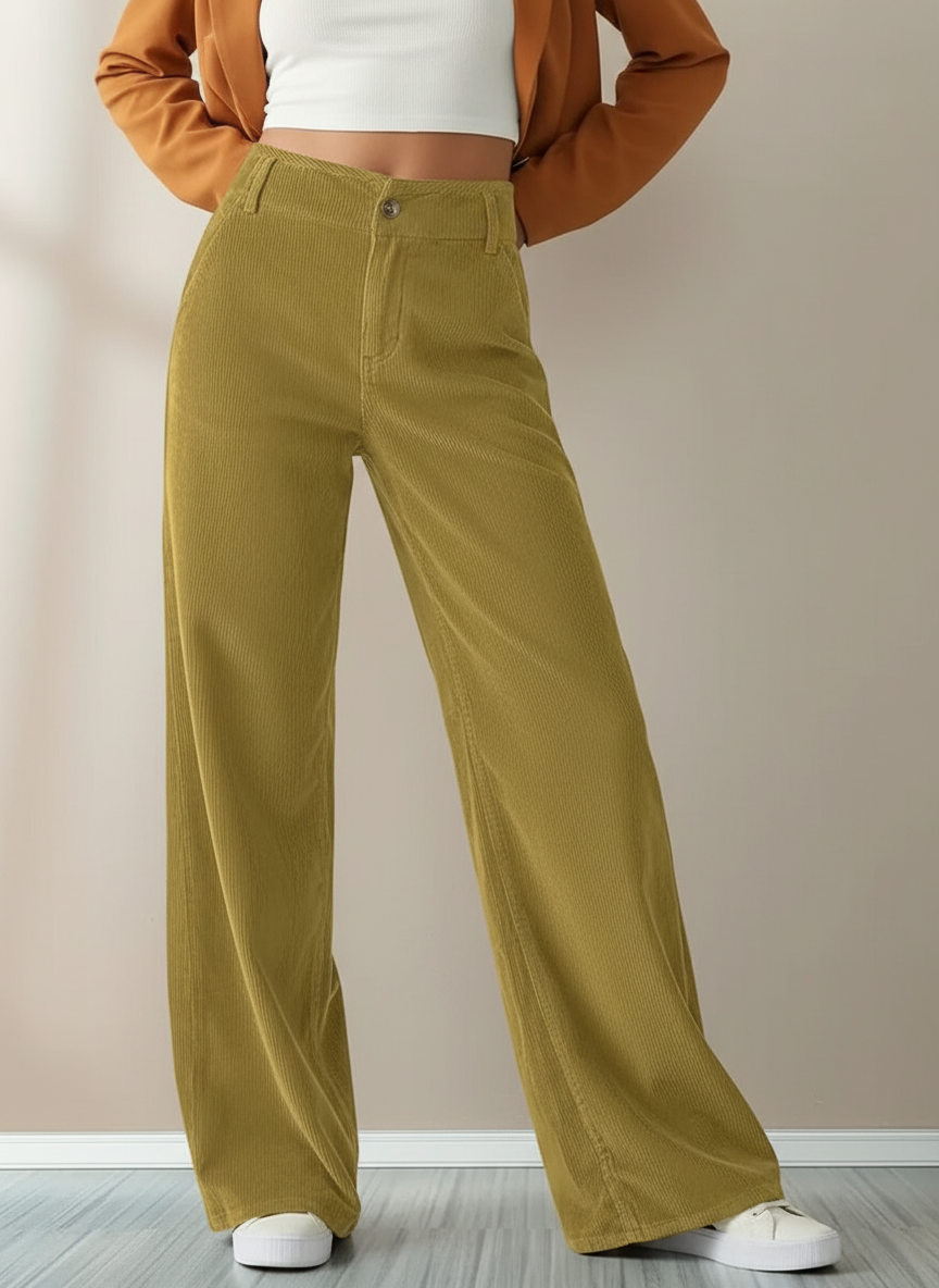 Ribgebreide Trui & Corduroy Set voor Casual Chic Comfort