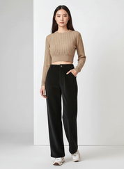 Ribgebreide Trui & Corduroy Set voor Casual Chic Comfort