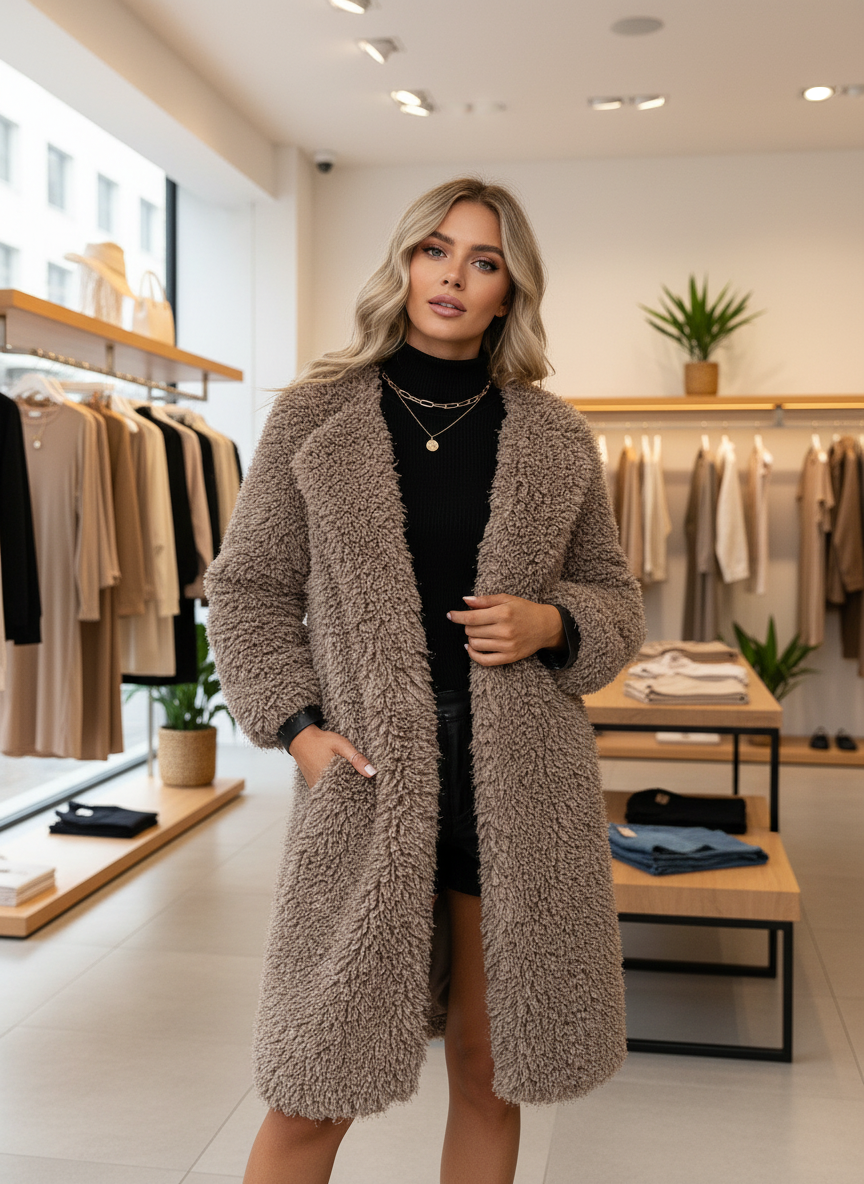 Ultieme Knuffelbare Teddy Jas in Koffiekleur voor Jouw Stijl