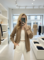 Zacht Gebreid Damesvest met Rits en Stijlvolle Opstaande Kraag