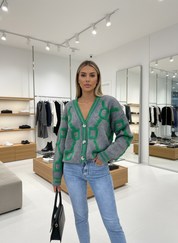 Chique Gebreid Vest met Relaxte Vleermuismouwen en V-hals