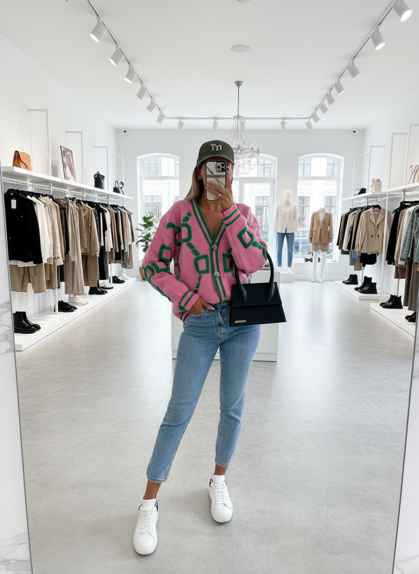 Chique Gebreid Vest met Relaxte Vleermuismouwen en V-hals