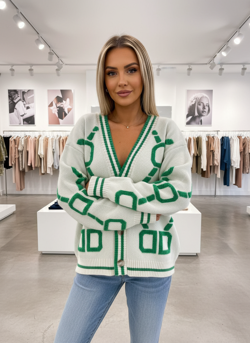 Chique Gebreid Vest met Relaxte Vleermuismouwen en V-hals