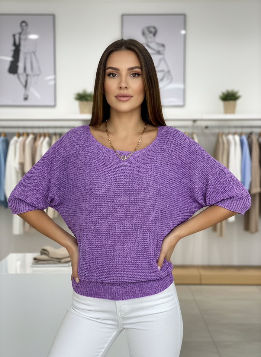 Zachte Gebreide Trui met Elegante Pofmouwen voor Dames