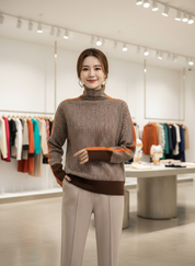 Comfortabele Gebreide Trui met Visgraat & Strepen