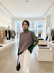 Comfortabele Gebreide Trui met Visgraat & Strepen