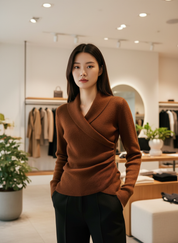 Chique Gebreide Trui met Blazer Kraag voor Dames