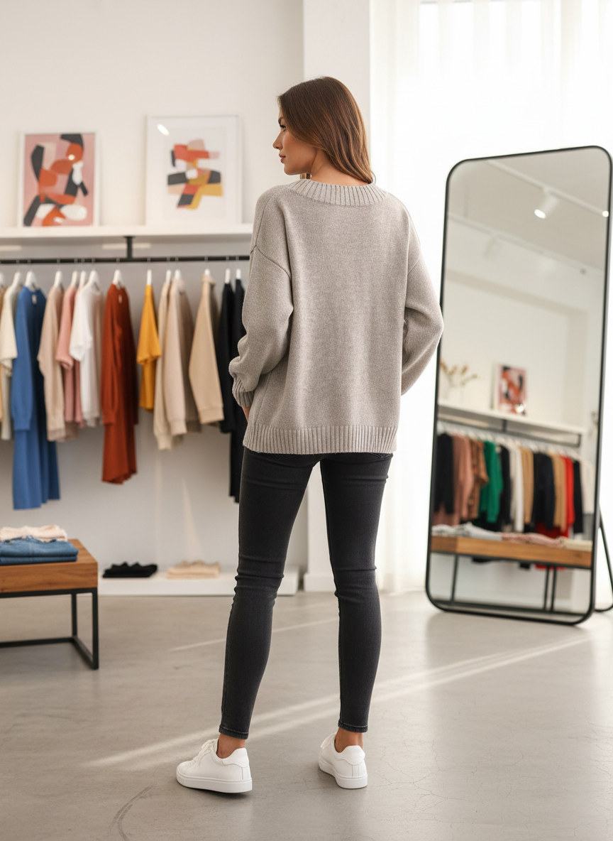 Zachte V-hals Trui met Relaxte Pasvorm voor Elke Dag