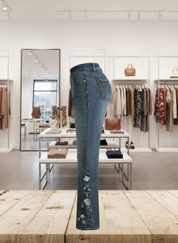 Flatterende Bootcut Jeans met Prachtig Bloemenborduurwerk