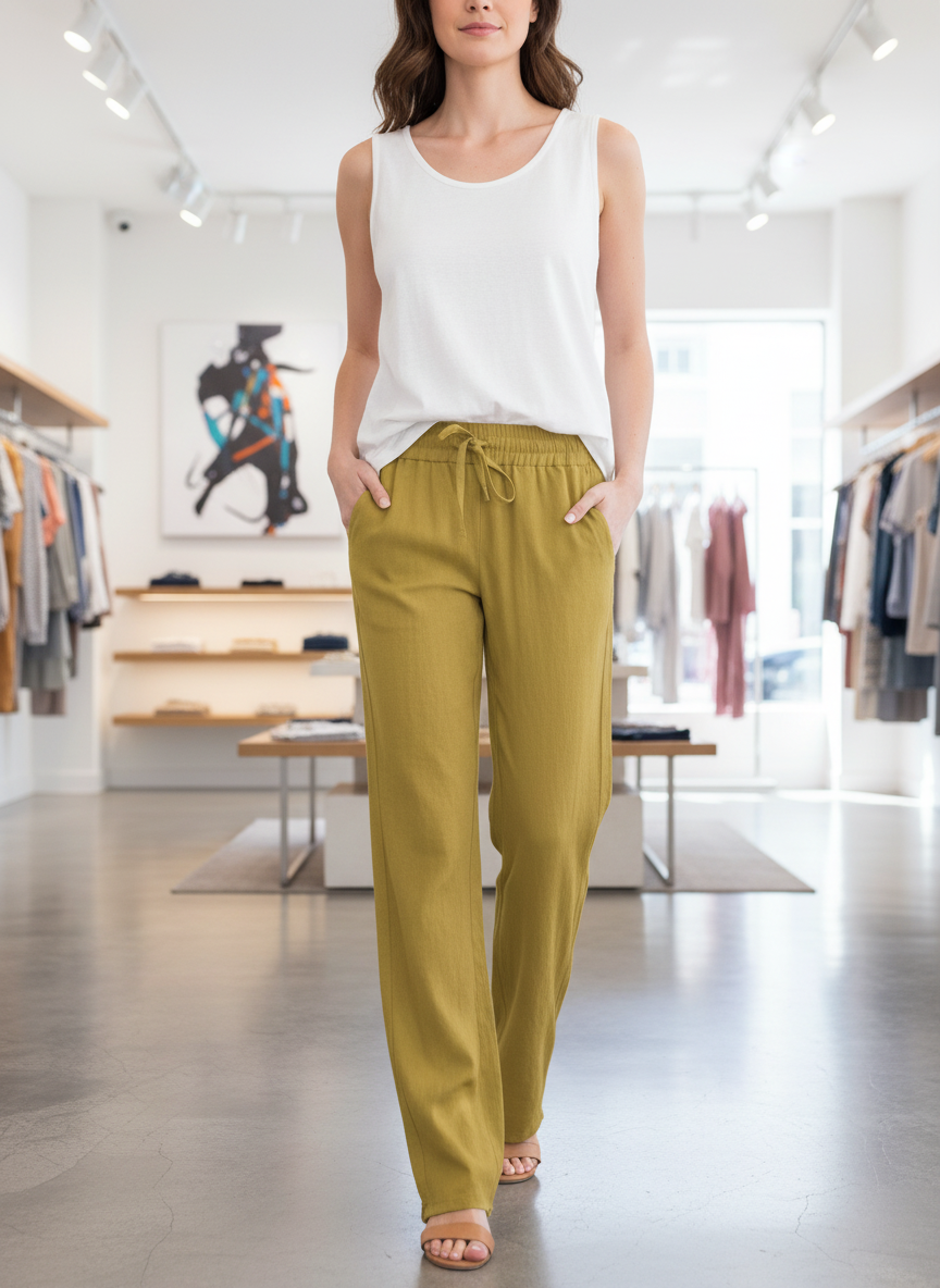 Luchtige Linnenblend Broek voor Dames – Relaxte Pasvorm