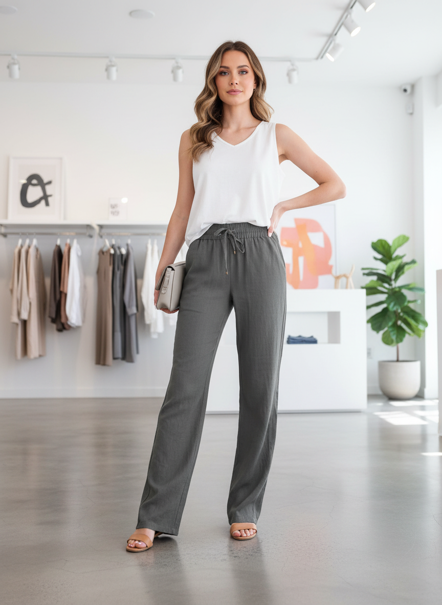 Luchtige Linnenblend Broek voor Dames – Relaxte Pasvorm