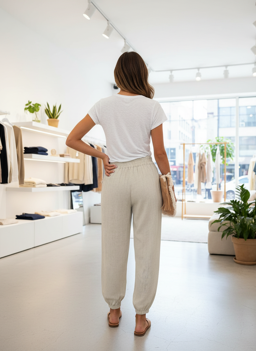 Linnen-Blend Broek met Elastische Taille voor Ultiem Comfort