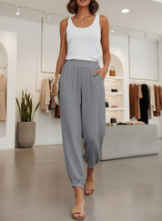 Linnen-Blend Broek met Elastische Taille voor Ultiem Comfort