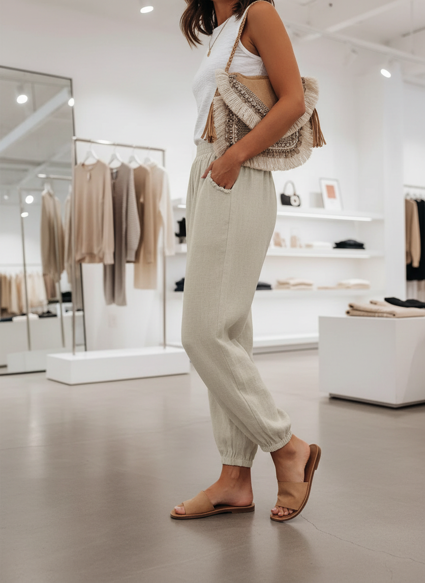 Linnen-Blend Broek met Elastische Taille voor Ultiem Comfort
