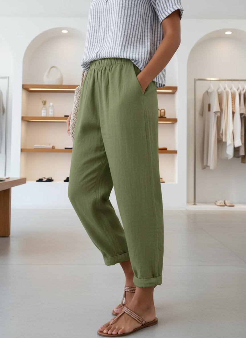 Relaxte Linnen Broek Lyndsay met Handige Zijzakken