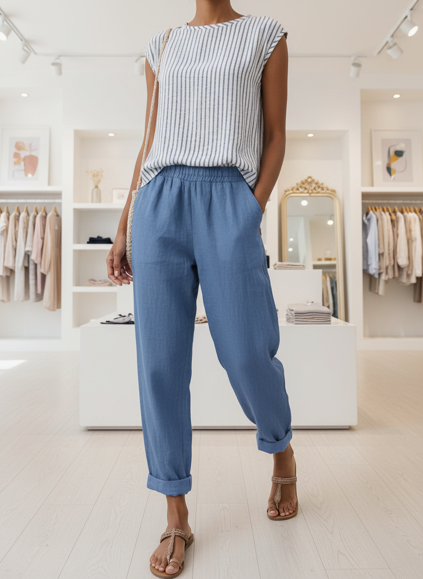 Relaxte Linnen Broek Lyndsay met Handige Zijzakken