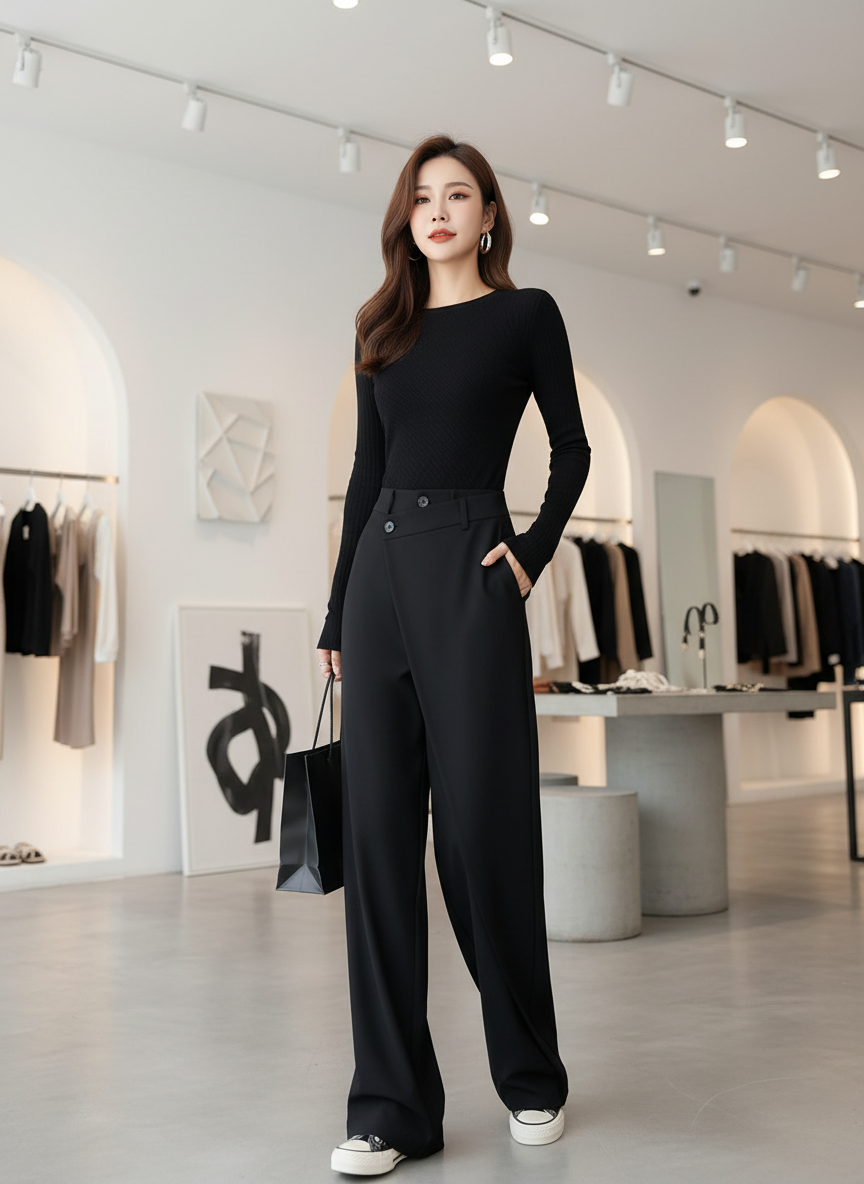 Avant-garde Wijde Broek met Unieke Wikkelrok Stijl