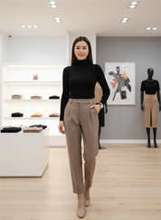 Chique Wolblend Pantalon met Visgraatpatroon voor Comfort