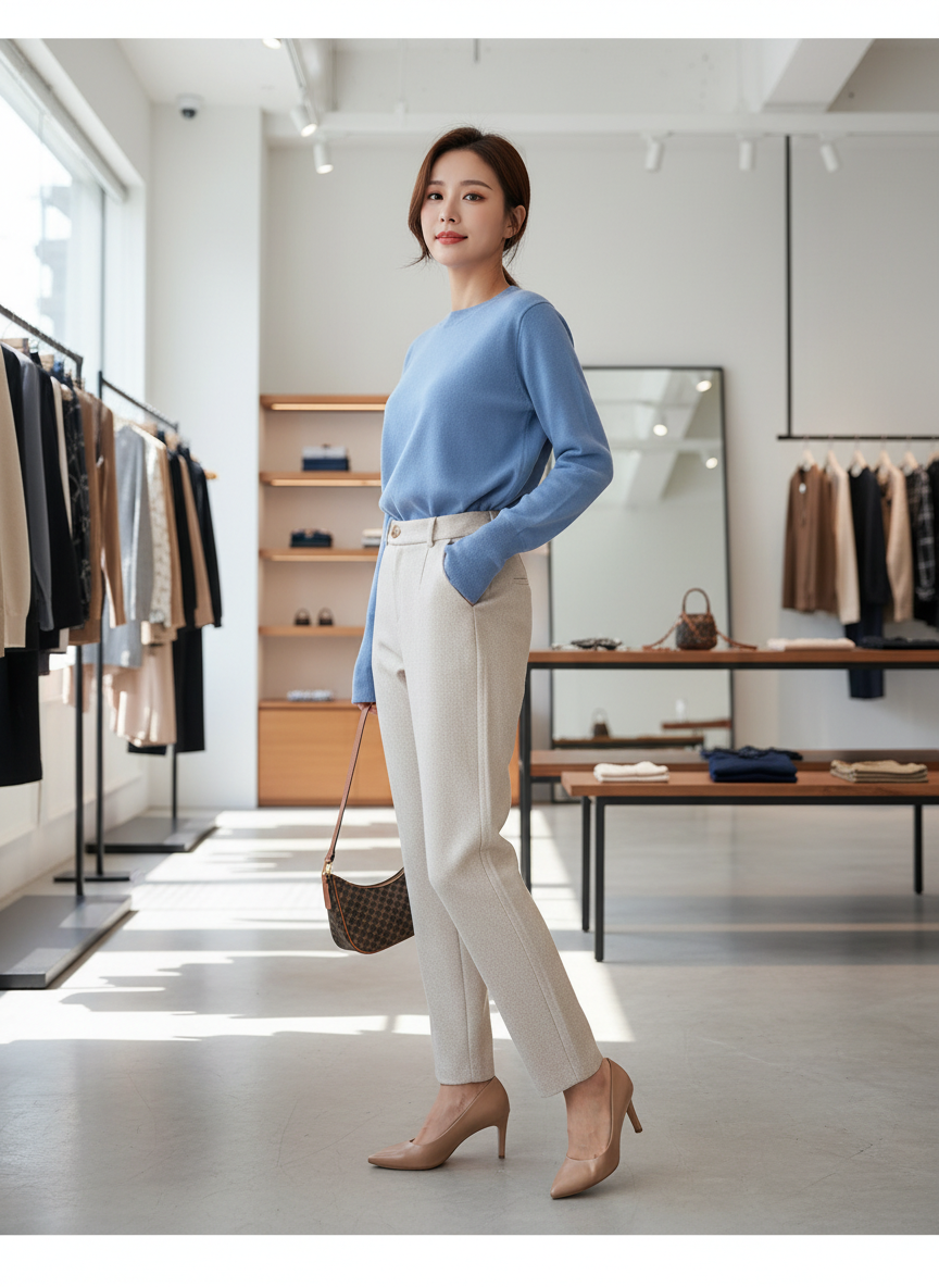 Chique Wolblend Pantalon met Visgraatpatroon voor Comfort