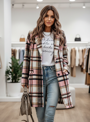 Chique Geruite Tussenjas met Wolblend: Perfecte Laag