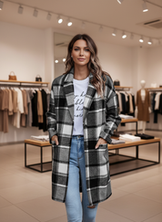 Chique Geruite Tussenjas met Wolblend: Perfecte Laag