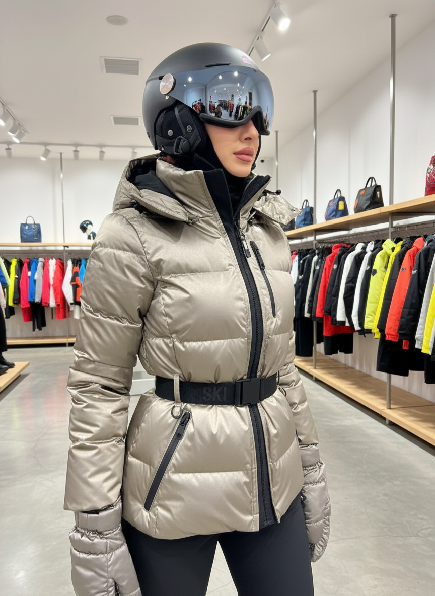 Getailleerde Metallic Pufferjas: Stijlvol Warm voor Winterdagen