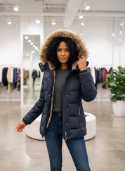 Gewatteerde Dames Puffer Jas met Luxe Faux-Fur Capuchon