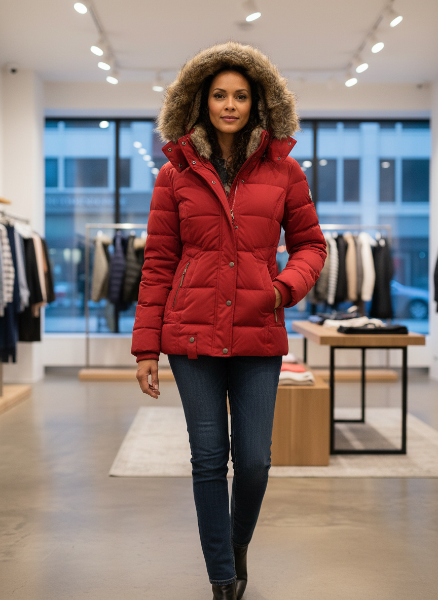 Gewatteerde Dames Puffer Jas met Luxe Faux-Fur Capuchon