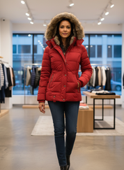 Gewatteerde Dames Puffer Jas met Luxe Faux-Fur Capuchon