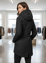 Getailleerde Dames Parka met Warme Sherpa Capuchon