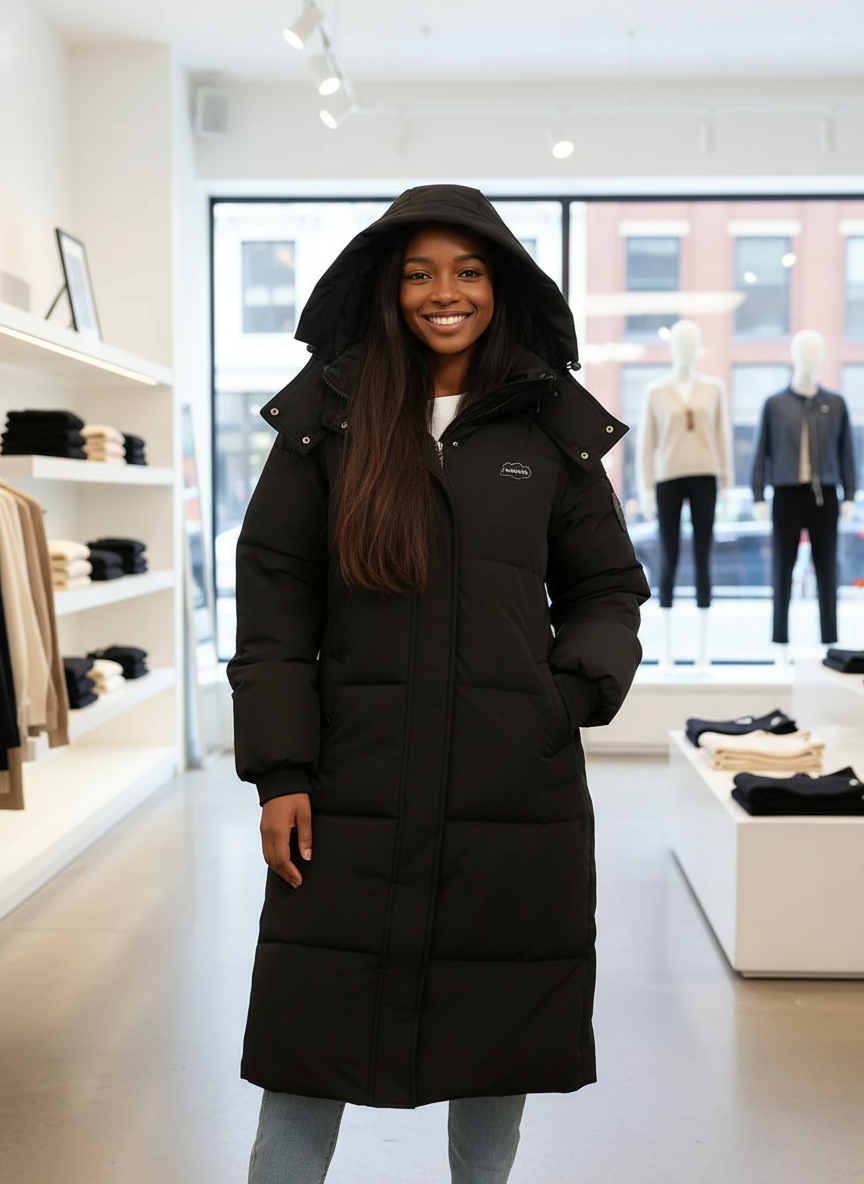 Lange Gewatteerde Winterjas met Capuchon voor Ultiem Comfort