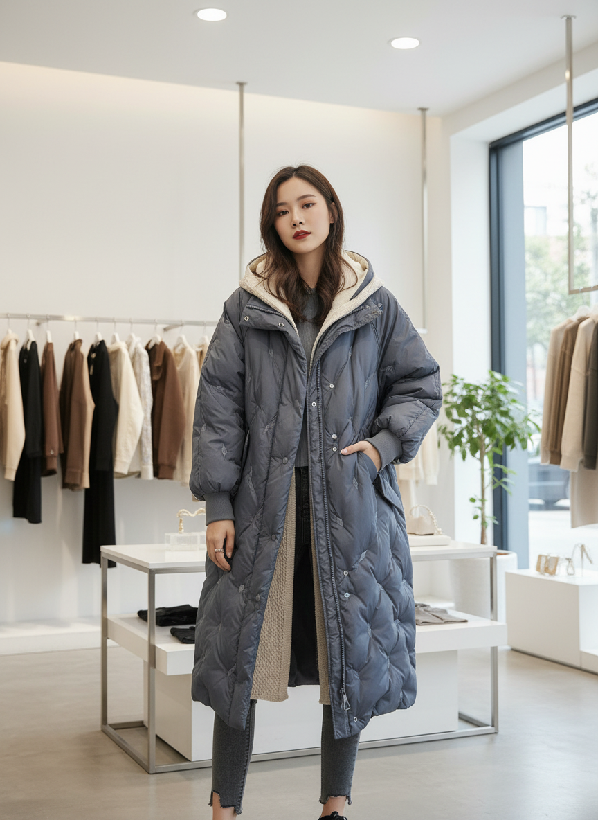 Luxe Donsjas met Diamantpatroon: Warm & Stijlvol