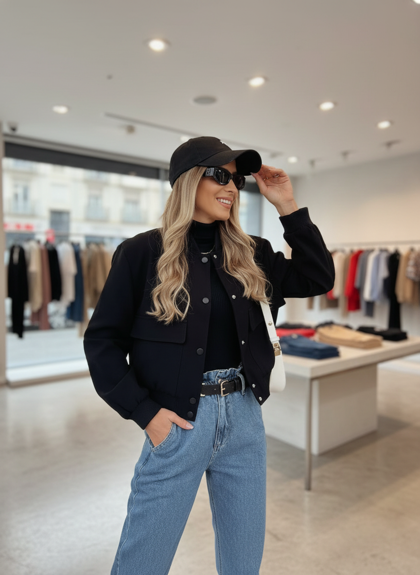 Comfortabel Cropped Bomberjack voor Dames - Stijlvol & Trendy