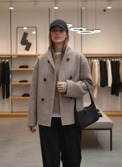 Chique Double-Breasted Wollen Blend Jas voor Dames