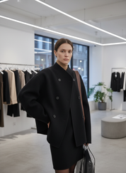 Chique Double-Breasted Wollen Blend Jas voor Dames